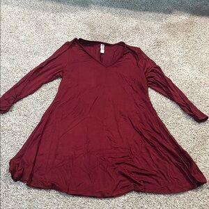 Seven7 Deep Red V-Neck Top